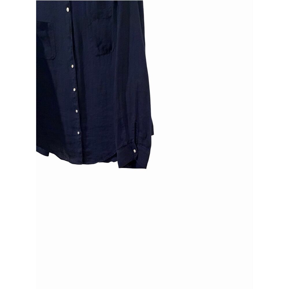Lilly Pulitzer Sea View Shirt Womens Size M True Navy 100% Linen Button Down - Picture 3 of 10